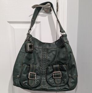 Tignanello Dark Green Leather Shoulder/Hobo Bag